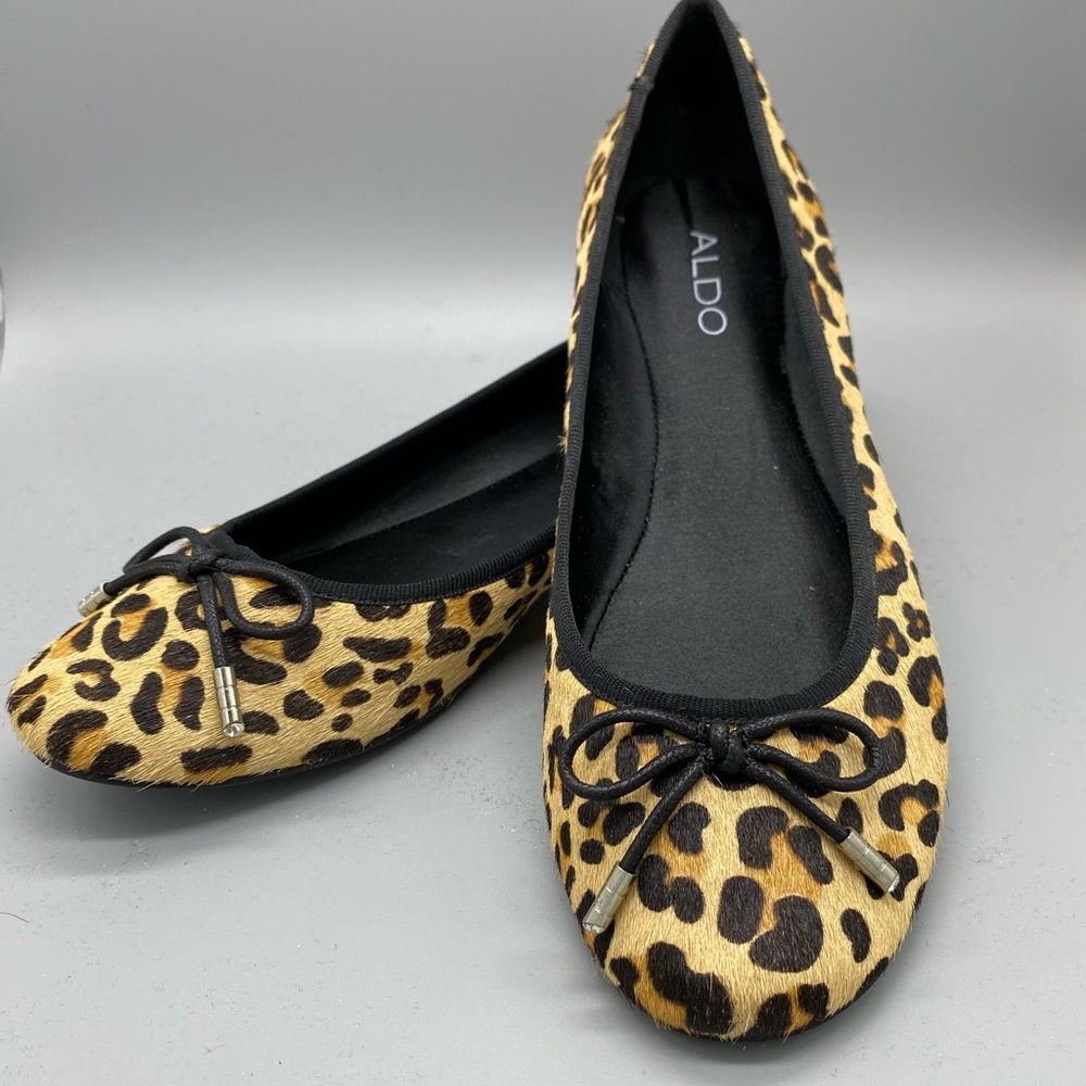 Aldo Leopard Leather/Hair Calf Ballet Flats Sz 9M